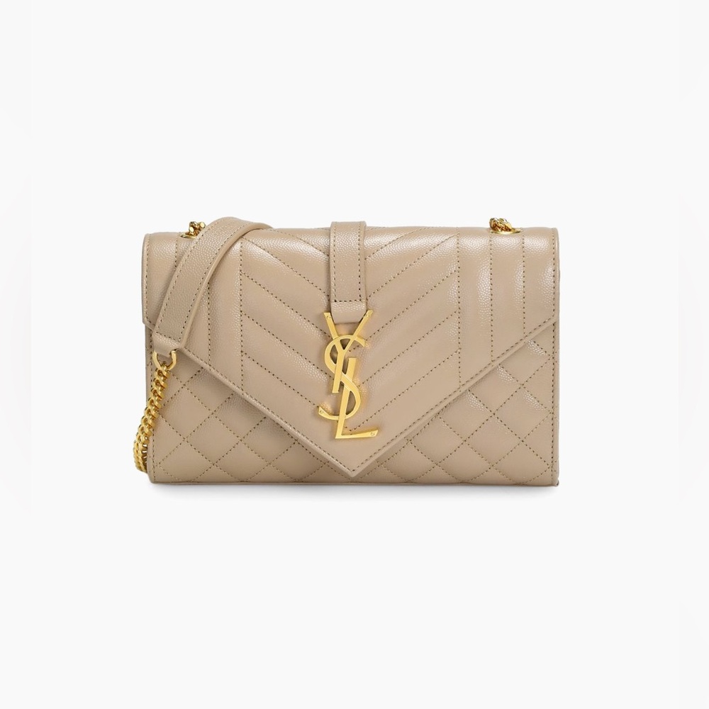 SAINT LAURENT
Envelope Triquilt Small YSL Shoulder Bag in Grained Leather